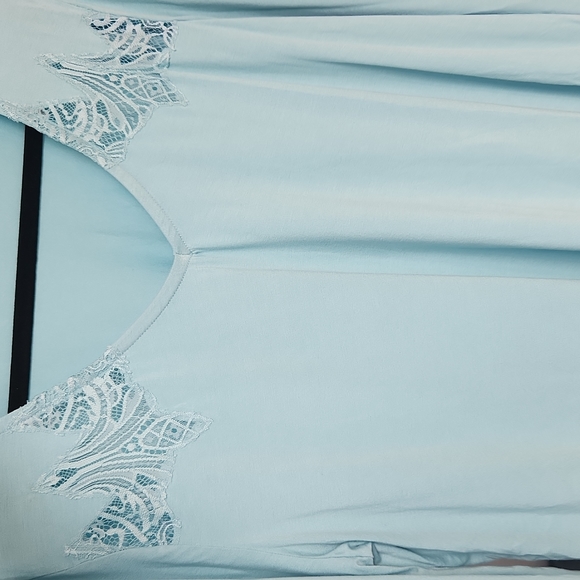 Colleen Lopez Long Bell Sleeve Lace Inset Porcelain Blue XL Blouse - Picture 5 of 13